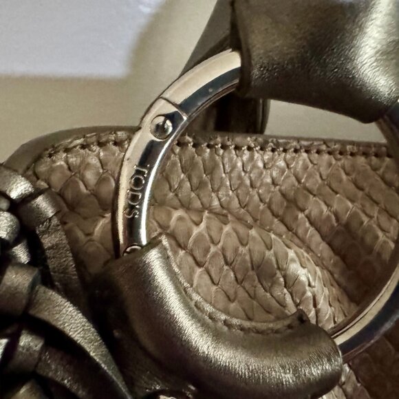 Tod's Taupe Python and Leather Fringe Large Satchel Bag - Picture 7 of 11